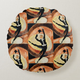 Vintage 1920s Art Deco Male Dancer Top Hat Round Cushion