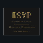 Vintage 1920s art deco simple wedding RSVP Postcard<br><div class="desc">Travel back to the roaring twenties with this vintage art deco inspired wedding suite. Simple yet classy,  black and gold retro typography,  fully customizable if you wish to change the color of the background or the text. You can also easily remove the background design.</div>