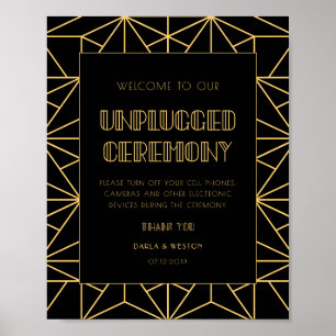 Vintage 1920s art deco Unplugged wedding ceremony Poster