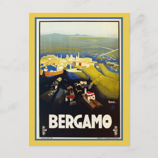 Vintage 1920s Bergamo Italian travel Postcard (Front)