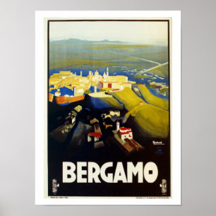 Vintage 1920s Bergamo Italian travel poster
