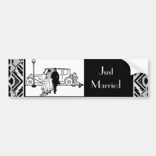 Vintage 1920s Bride & Groom Wedding Bumper Sticker