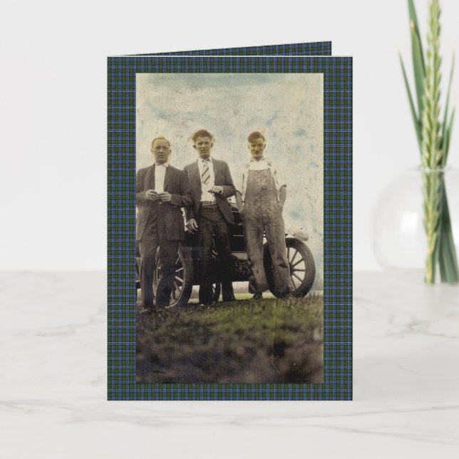 Vintage 1920s Car and Men Card (Front)