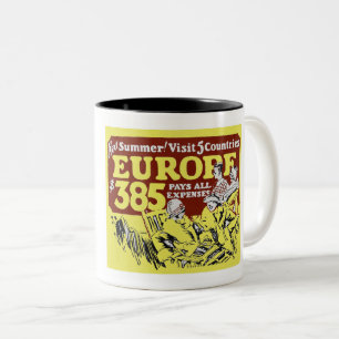 VINTAGE 1920s CRUISE TO EUROPE AD  Two-Tone Coffee Mug