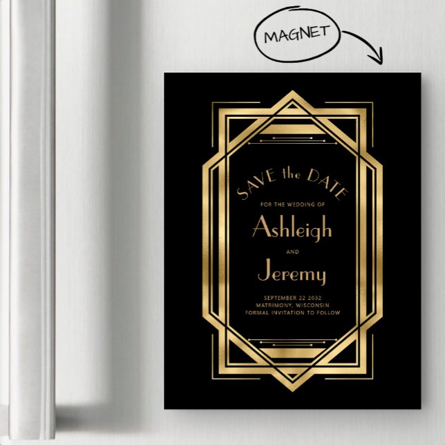 Vintage 1920s Deco Black Gold Save the Date (Creator Uploaded)