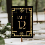 Vintage 1920s Deco Frame Black Gold Wedding Table Number<br><div class="desc">This elegant vintage-inspired wedding table number card features a gold faux foil geometric deco border on a black background. The word "table" appears in decorative gold-coloured 1920s-style font. (Edit the table number separately for each individual card.)</div>