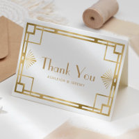 Vintage 1920s Deco White Gold Wedding Thank You