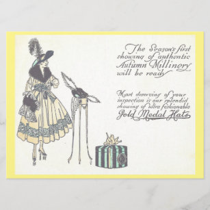 Vintage 1920s Hat Millinery Show Advertisement Card