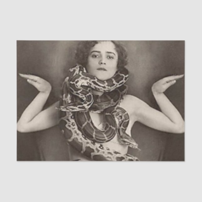 Vintage 1920s Lady with Snake Tissue Paper (Front)
