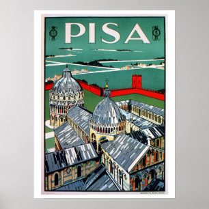 Vintage 1920s Pisa Italian travel Poster