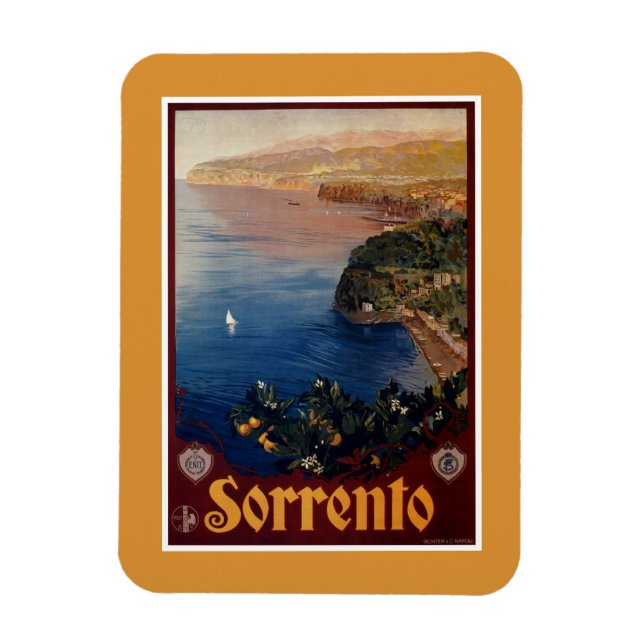 Vintage 1920s Sorrento Italian travel Magnet (Vertical)