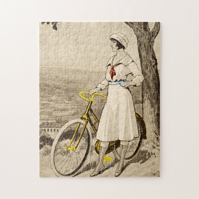 Vintage 1920s Woman Bicycle Advertisement Jigsaw Puzzle (Vertical)