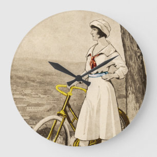 Vintage 1920s Woman Bicycle Advertisement Large Clock