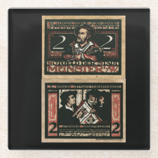 Vintage 1921 2 Mark Notgeld Banknote Glass Coaste Glass Coaster