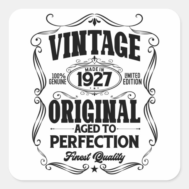 Vintage 1927 aged to perfection square sticker (Front)