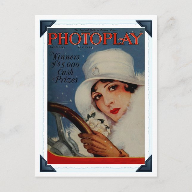 Vintage 1927 Hollywood movie magazine cover Postcard (Front)