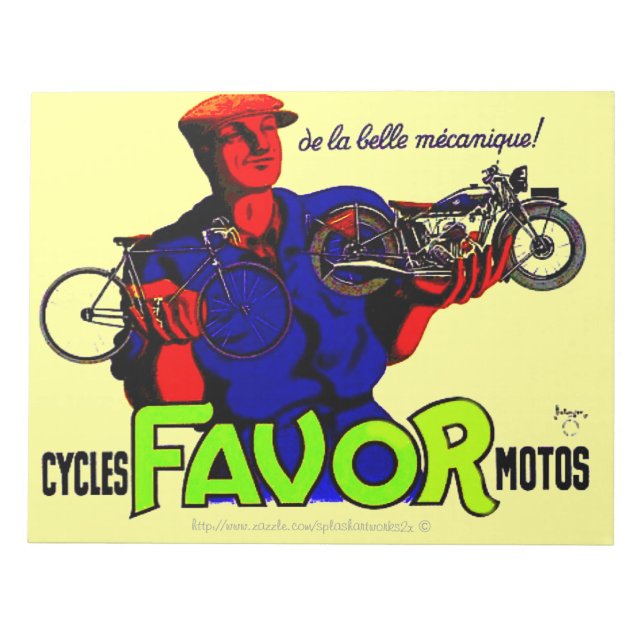 "Vintage 1930's Art Deco French Cycle-Ad" Notepad (Front)