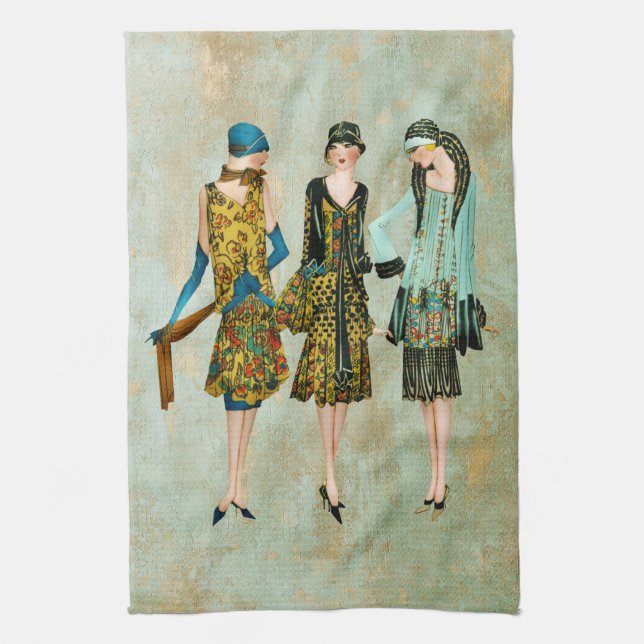 Vintage 1930's Fashion Illustration Tea Towel (Vertical)