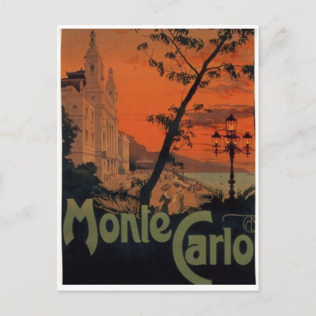 Vintage 1930s Monte Carlo Travel  Postcard (Front)