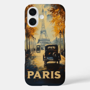 Vintage 1930s Paris Travel Poster Eiffel Tower iPhone 16 Case