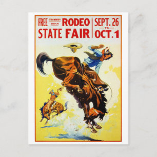 Vintage 1930s Rodeo Poster Restored Postcard