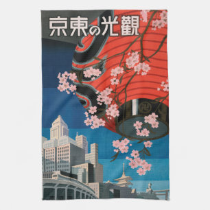 Vintage 1930s Tokyo Japan Travel Poster Towel