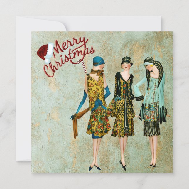 Vintage 1930's Women Christmas Greeting Holiday Card (Front)