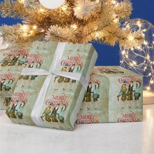 Vintage 1930's Women Christmas Greeting Wrapping Paper