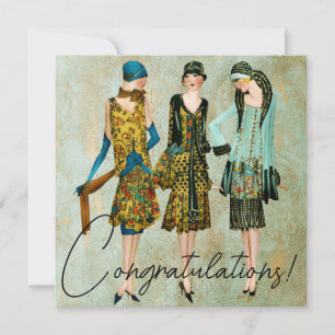 Vintage 1930's Women Congratulations! Holiday Card