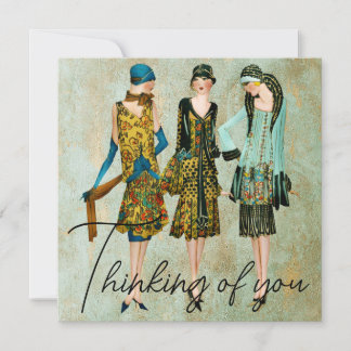 Vintage 1930's Women Thinking of you Holiday Card
