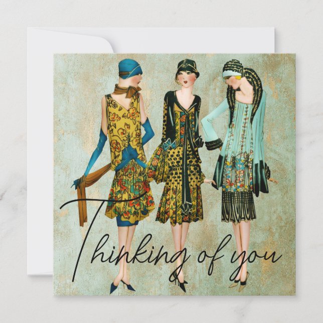 Vintage 1930's Women Thinking of you Holiday Card (Front)