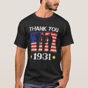 Vintage 1931 91 Years Old Flag American 91th Birt T-Shirt