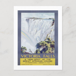 Vintage 1931 Cunard Line Victoria Falls Travel Pos Postcard