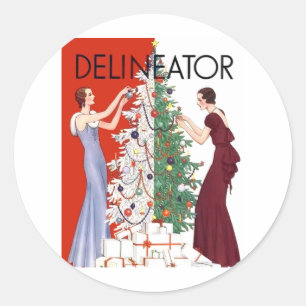Vintage 1932 Christmas Classic Round Sticker