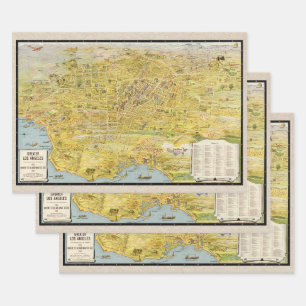 Vintage 1932 Greater Los Angeles Restored Map Wrapping Paper Sheet