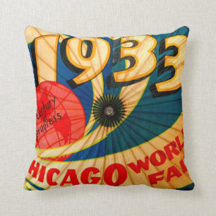 Vintage 1933 World's Fair Century of Progress Ad Cushion