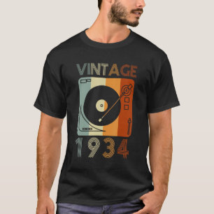 Vintage 1934 Retro Record Player Birthday Vinyl Dj T-Shirt