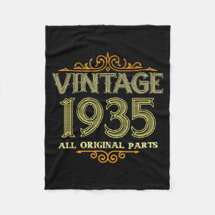 Vintage 1935 Funny 91 Years Old Men And Women 91th Fleece Blanket