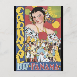 Vintage 1937 Panama Carnaval Woman Postcard