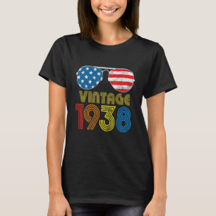 Vintage 1938 84 Years 84th Us American Flag Birth T-Shirt