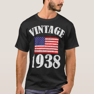 Vintage 1938 86 Years Old American Flag Birthday 4 T-Shirt