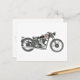 Vintage 1938 Excelsior Warrior Motorcycle Drawing Postcard