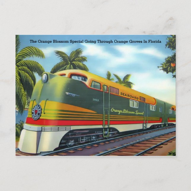 Vintage 1939 Orange Blossom Special Florida Train Postcard (Front)