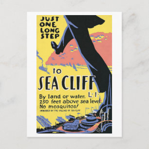 Vintage 1939 Sea Cliff, Long Island, Travel Poster Postcard