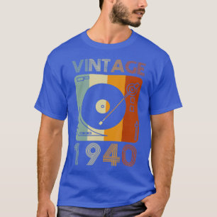 Vintage 1940 Retro Record Player Birthday Vinyl T-Shirt
