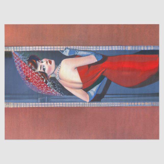 Vintage 1940's 1950's Woman Decoupage Tissue Paper (Front)