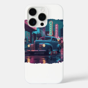 Vintage 1940s Classic Car Under Neon Lights iPhone 16 Pro Case