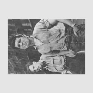 Vintage 1940s men smoking tissue paper