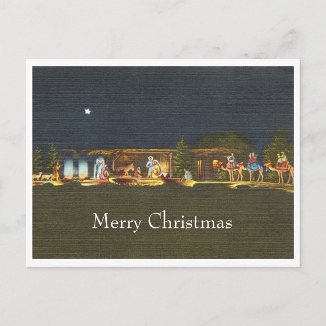 Vintage 1940s Nativity Scene Christmas Postcard (Front)