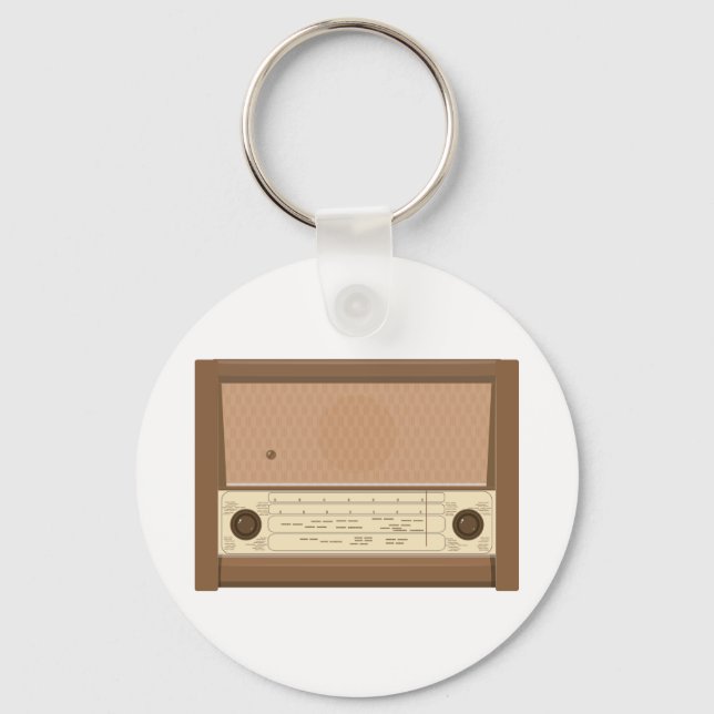 Vintage 1940s Retro Wood Radio Key Ring (Front)